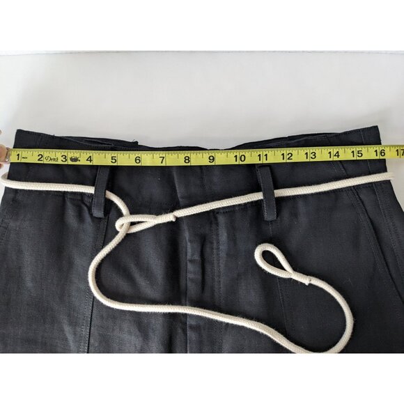 VINCE High Rise Linen Blend Cropped Pants Black Rope Belt Women's Size 10 - Picture 8 of 13